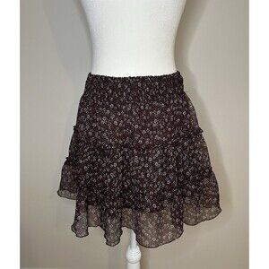 Funky People Skirt Sz M Purple Floral Boho Cottage Cute #1169